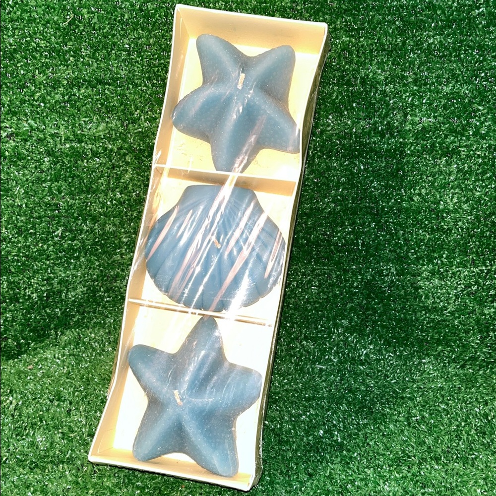 Pier 1 Imports Oceans Floater Bath Candles Blue Shell & Starfishes